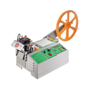 Máquina Cortadora Automática de Cintas en Frío y Caliente con Temperatura Ajustable y Pantalla LCD, para Cintas de Nailon, Bandas Elásticas, Cordones de Zapatos, 965 x 320 x 432 mm, Plata