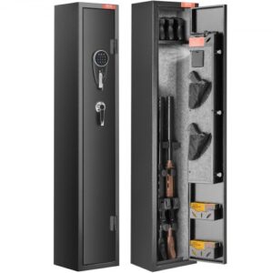 Caja Fuerte para 2 Rifles, Caja Fuerte para Rifles con Cerradura y Teclado Digita, Caja Fuerte de Armas de Acceso Rápido con Estante Extraíble para Pistolas y Pistolas Largas en el Hogar