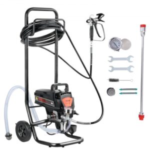 Pulverizador de Pintura 950 W Máquinas Pintura Airless 2 L/min Pistola de Pulverización Eléctrica sin Aire con Carro Presión Máxima 3000 PSI con Manguera de 15 m para Pared, Mueble, Cercas