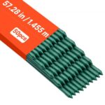 Soportes para Plantas, ⌀ 11x1455 mm, Tutores de Metal Recubiertos de Plástico, con Extremo Puntiagudo y Topes Antideslizantes para el Cultivo de Plantas Trepadoras y Hortalizas, 50 uds