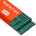Soportes para Plantas, Ø11 x 1800 mm, Tutores de Metal Recubiertos de Plástico, con Extremo Puntiagudo y Topes Antideslizantes para Cultivo de Plantas Trepadoras y Hortalizas, 25 uds, Verde