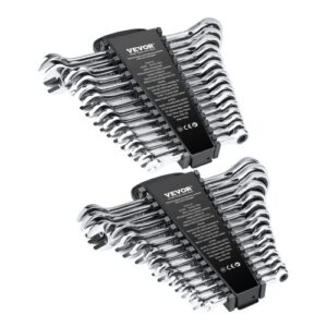 30 PCS Juego de Llaves Combinadas, Juego de Llaves de Trinquete con Estante Organizador, Juego de Llaves Mediano SAE de 1/4" a 1" y Métricas de 8 mm a 24 mm para Reparaciones de Automóviles
