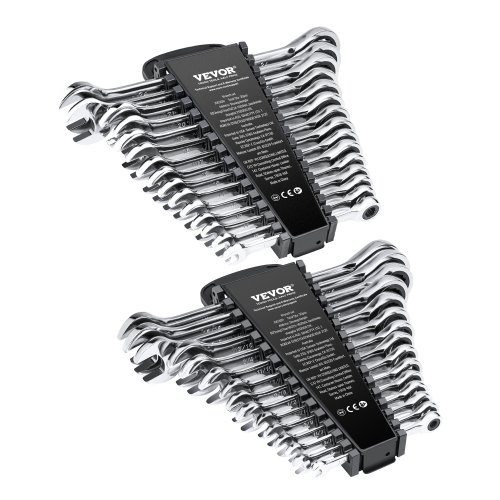 30 PCS Juego de Llaves Combinadas, Juego de Llaves de Trinquete con Estante Organizador, Juego de Llaves Mediano SAE de 1/4" a 1" y Métricas de 8 mm a 24 mm para Reparaciones de Automóviles