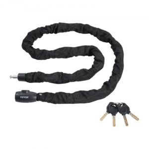 Candado de Cadena Integrado para Bicicleta de φ10 x 1820 mm con 4 Llaves, Candado de Cadena Resistente Antirrobo de Seguridad para Bicicletas, Motocicletas, Scooters, Puertas, Vallas, Portones