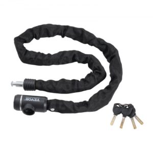 Candado de Cadena Integrado para Bicicleta de φ10 x 1200 mm con 3 Llaves, Candado de Cadena Resistente Antirrobo de Seguridad para Bicicletas, Motocicletas, Scooters, Puertas, Vallas, Portones
