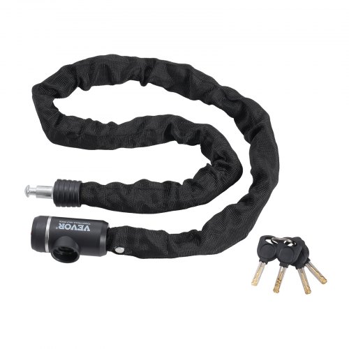 Candado de Cadena Integrado para Bicicleta de φ10 x 1200 mm con 3 Llaves, Candado de Cadena Resistente Antirrobo de Seguridad para Bicicletas, Motocicletas, Scooters, Puertas, Vallas, Portones