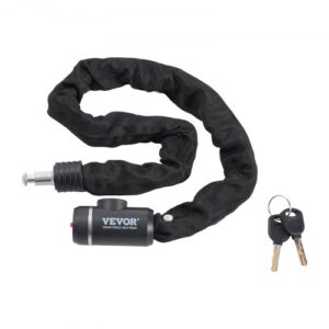 Candado de Cadena Integrado para Bicicleta de φ8 x 880 mm con 2 Llaves, Candado de Cadena Resistente Antirrobo de Seguridad para Bicicletas, Motocicletas, Scooters, Puertas, Vallas, Portones
