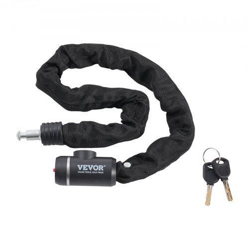 Candado de Cadena Integrado para Bicicleta de φ8 x 880 mm con 2 Llaves, Candado de Cadena Resistente Antirrobo de Seguridad para Bicicletas, Motocicletas, Scooters, Puertas, Vallas, Portones