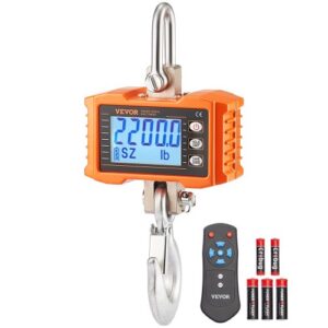 Báscula de Grúa Digital de 1000 kg, Báscula Colgante Industrial Resistente con Control Remoto, Carcasa de Aluminio Fundido y Pantalla LCD, Alta Precisión para Construcción, Fábrica, Naranja