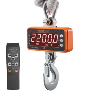 Báscula Colgante Industrial 1000 kg Báscula de Grúa Digital con Control Remoto Carcasa de Aluminio Fundido, Pantalla LED de Alta Precisión para Granja, Caza, Pesca, Garaje al Aire Libre, Naranja