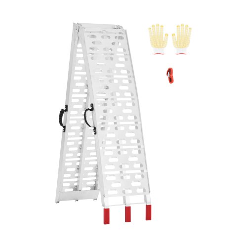 Rampas de Aluminio Capacidad Carga 340 kg 1 Pieza Rampas Resistentes 2285 x 305 x 50 mm Rampa de Carga Estable Universal con Asas, Aptas para ATV, UTV, Motocicletas, Bicicletas Eléctricas