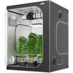 Tienda de Cultivo 150 x 150 x 200 cm Tienda de Cultivo Hidropónico Mylar 2000D Altamente Reflectante con Ventana de Observación Bolsa de Herramientas y Bandeja de Piso para Cultivo de Plantas