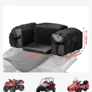 Bolsa Trasera ATV 50L con Respaldo Acolchado y Soporte para Botella – Almacenamiento Off-Road Oxford 600D
