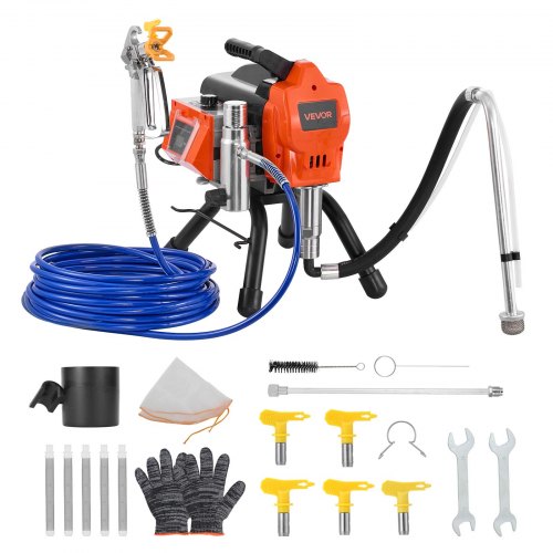 Pulverizador de Pintura sin Aire 1500 W 3300 PSI, con Cepillo de Limpieza, Manguera, Tubo de Extensión, Boquillas, Máquina de Pintura Airless para Apartamentos, Instalaciones Industriales