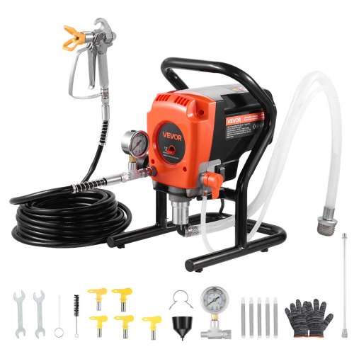 Pulverizador de Pintura sin Aire 900 W 3300 PSI, con Cepillo de Limpieza, Manguera, Tubo de Extensión, Boquillas, Máquina de Pintura Airless Eléctrica para Pintar Interior, Exteriores, Cercas