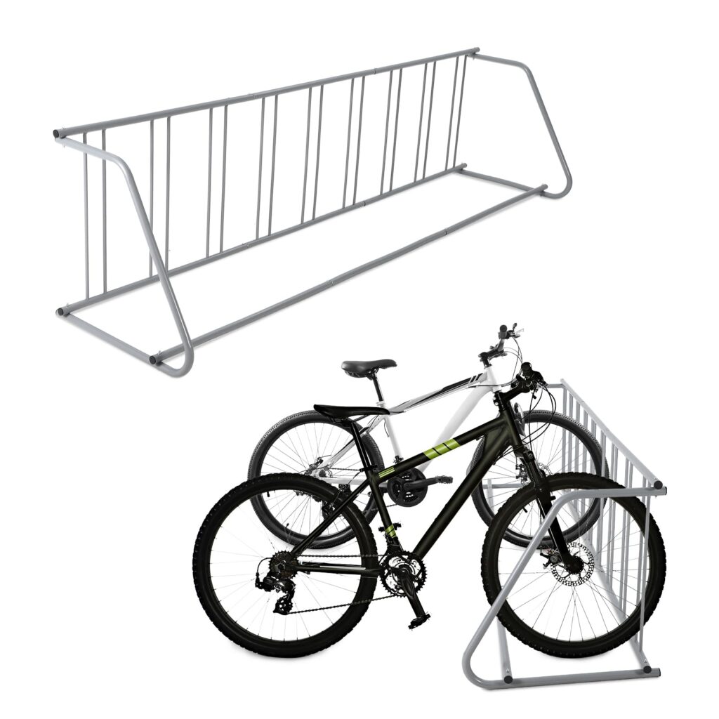 Soporte de Bicicletas 9 Plazas Acero Industrial Garvee | Estante Suelo Monodireccional Alta Resistencia | Uso Garaje y Eventos aparcabicicletas