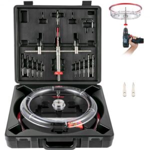 VEVOR Kit de Cortador de Sierra Perforadora Agujeros Redondos Diámetro Ajustable 40-200 mm Cortador de Sierra de Orificio Circular Acero Sierra de Perforación con Recoge Polvo para Techo Cemento Yeso