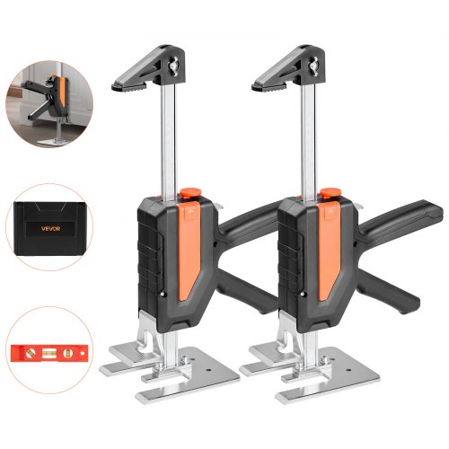 VEVOR Brazo Ahorrador de Trabajo 2 Piezas Carga de 200 kg Elevación hasta 195 mm Levantador Manual de Placas de Metal con Nivel Magnético 2 Modos de Ajuste para Puertas, Ventanas, Muebles, Negro