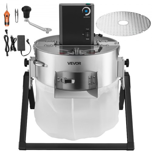 VEVOR Recortadora de Cogollos Eléctrica 370 mm con Cuchilla de Acero Inoxidable Cortador Hidropónico en Seco y Húmedo con Tapa Transparente y Bolsa de Recolección para Brotes, Hierbas Aromáticas