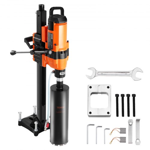 Taladro de núcleo VEVOR, taladro de núcleo de diamante de 0,8 a 11,8 pulgadas de diámetro con soporte y broca para taladro de núcleo, taladro de núcleo de hormigón resistente de 3500 W, uso húmedo y seco, para hormigón, ladrillo, mármol