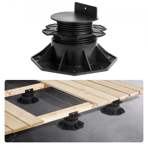 Bloques de Terraza 24 Unidades, Carga de 907,18 kg, Pedestal de Plástico, Elevación de 60 a 135 mm, Altura Ajustable para Base de Cobertizo, para Madera, Hormigón y Metal, 202 x 202 x 85 mm