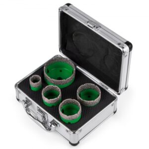 VEVOR Juego de sierra perforadora de diamante de 5 Piezas, Brocas de Diamante, Diámetros de 0,87 / 1,4 / 1,6 / 2 / 2,5 ", Brocas para Taladrar, Guías de Agujeros para Sierra, para Material Duro