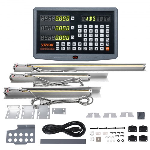 VEVOR Pantalla Digital 400, 450, 950 mm Escala Lineal de 3 Ejes DRO Soporte de Varilla Caja de Placa Reloj Cable de Alimentación Pieza de Soporte de Reloj Regla de Cubierta de Tornillo de Mariposa