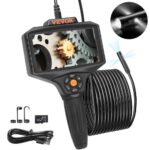 VEVOR Cámara Endoscopio de Triple Lente 5" Pantalla IPS Cámara de Inspección Borescopio Tarjeta TF de 32 GB 5 Modos Cable de 5 m Batería 5000 mAh Endoscopio Impermeable para Auto, Fontanería, Drenaje