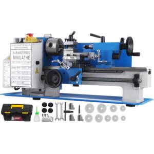 VEVOR Torno de Metal 400W 180x330mm Torno de Trabajo de Metal Velocidad Variable 50-2250RPM Contrapunto MT2 Mini Torno de Metal de Precisión para Torneado de Metales, Husillos, Prototipos, Modelos