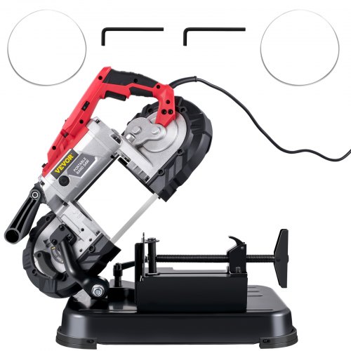 VEVOR Sierra de Cinta de Metal 1100W Base 0 – 45° Sierra de Cinta Profesional Tamaño Corte 12,7 cm 137,8 - 472,4 Pies/min Sierra de Cinta de Corte para Metal, Acero, Aluminio y Cable Compuesto