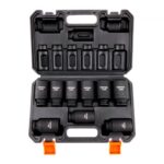 VEVOR Juego de Vasos de Impacto 1/2" Juego de Vasos de Impacto Métricos 9 piezas 29-38 mm Acero de Aleación CR-Mo Dureza HRC 42-48 con Estuche de Transporte para Reparación Automática
