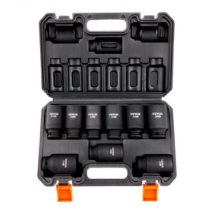 VEVOR Juego de Vasos de Impacto 1/2" Juego de Vasos de Impacto Métricos 9 piezas 29-38 mm Acero de Aleación CR-Mo Dureza HRC 42-48 con Estuche de Transporte para Reparación Automática