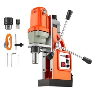 VEVOR 1200 W Taladro de Columna Magnético, Diámetro de Perforación de 38 mm Potencia de 10000 N Velocidad de 900 RPM, con Vástago Weldon, Refrigeración Eficiente, para Superficies Metálicas