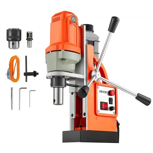VEVOR 1200 W Taladro de Columna Magnético, Diámetro de Perforación de 38 mm Potencia de 10000 N Velocidad de 900 RPM, con Vástago Weldon, Refrigeración Eficiente, para Superficies Metálicas