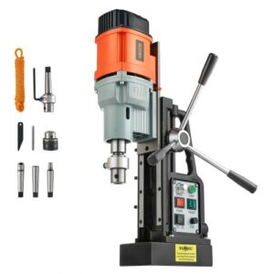 VEVOR Taladro de Columna Magnético, 1500 W, Diámetro de Perforación de 60 mm, Potencia de 13000 N, Velocidad Ajustable de 0 a 600 RPM, Cono Morse, Roscado M3-M16, para Superficies Metálicas