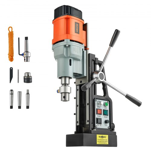VEVOR Taladro de Columna Magnético, 1500 W, Diámetro de Perforación de 60 mm, Potencia de 13000 N, Velocidad Ajustable de 0 a 600 RPM, Cono Morse, Roscado M3-M16, para Superficies Metálicas