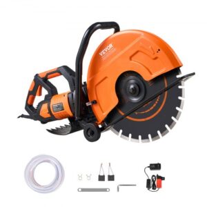 VEVOR Sierra Eléctrica para Hormigón 406mm 2800W Sierra Circular de Alta Potencia Profundidad de Corte de 152mm Sierra de Disco Húmeda/Seca con Tubería de Agua Bomba de Agua Hoja para Piedra Ladrillo