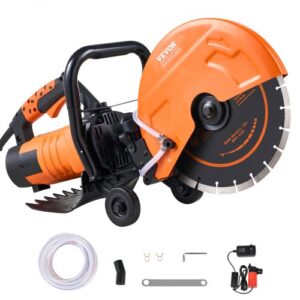 VEVOR Sierra Eléctrica para Hormigón 305mm 2800W Sierra Circular de Alta Potencia Profundidad de Corte de 114mm Sierra de Disco Húmeda/Seca con Tubería de Agua Bomba de Agua Hoja para Piedra Ladrillo