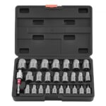 VEVOR Juego de Extractor de Tornillos Dañados 27 Piezas, Removedor de Pernos, de Cabeza Hexagonal, con Adaptadores y Caja de Almacenamiento, Herramientas para Sacar Tornillos Rotos Oxidados Pintados