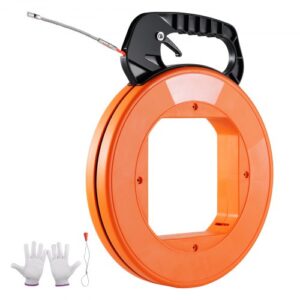 VEVOR Cinta de Pesca de Longitud de 30,5 m Diámetro de 6,35 mm Extractor de Cables de PET con Carcasa, Mango, Caja de Plástico, Herramientas de Pesca de Alambre Flexible para Conductos Eléctricos