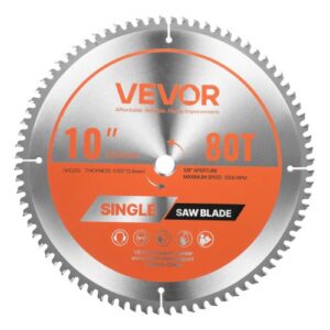 VEVOR Hoja de Sierra Circular, 254 mm de Diámetro, 80 Dientes Afilados de Aleación, 15,875 mm de Mandril, Acabado Fino, Hoja de Corte de Aluminio con Rejillas de Ventilación que Reducen el Ruido