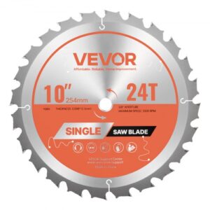VEVOR Hoja de Sierra Circular, 254 mm de Diámetro, 24 Dientes Afilados de Aleación, 15,875 mm de Mandril, Acabado Fino, Hoja para Cortar Madera con Rejillas de Ventilación que Reducen el Ruido