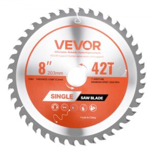 VEVOR Hoja de Sierra Circular, 203 mm de Diámetro, 42 Dientes Afilados de Aleación, 25,4 mm de Mandril, Acabado Fino, Hoja para Cortar Madera con Rejillas de Ventilación que Reducen el Ruido
