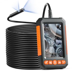 Cámara endoscópica VEVOR con luz, boroscopio de doble lente con cable semirrígido de 49,2 pies, cámara de inspección de 1080P con pantalla de 4,3", 8 + 1 luces LED, zoom de 4X, cámara tipo serpiente impermeable IP67 para automóviles y plomería