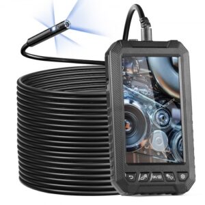 Cámara endoscópica VEVOR con luz, boroscopio de triple lente con cable semirrígido de 49,2 pies, cámara de inspección de 1080P con pantalla de 5", 8 + 2 luces LED, cámara tipo serpiente impermeable IP67 para automóviles, plomería (tarjeta de 32 GB)