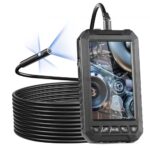 Cámara endoscópica VEVOR con luz, boroscopio industrial de triple lente, cámara de inspección de 5" con pantalla 1080P, 8 + 2 luces, cámara serpiente impermeable IP67 para automoción, plomería (cable de 16,4 pies, tarjeta de 32 GB)
