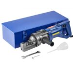 VEVOR Cortadora de Varillas de Refuerzo Hidráulica Eléctrica, 1000 W, hasta 4-16 mm en 2 Segundos, Acero de Alta Potencia con Caja de Herramientas y Lata de Aceite, Negro y Azul, 460 x 270 x 115 mm