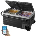 Nevera portátil de compresión 95L de doble zona con ruedas y asa – 12V para coche, camión y camping