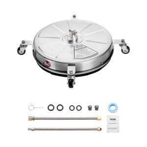 VEVOR Limpiador de superficies con hidrolavadora, acero inoxidable con 4 ruedas, 27,58 Mpa máx., 2 boquillas rociadoras, 2 varillas extendidas para concreto, patio, terraza, 465 x 465 x 157 mm