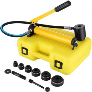 VEVOR Perforadora Hidráulica Manual 10 T Kit de Herramientas de Punzonado Hidráulico, 6 Matrices Juego de Punzón Hidráulico para Perforar Chapas Metálicas, Fibra de Vidrio, Plástico